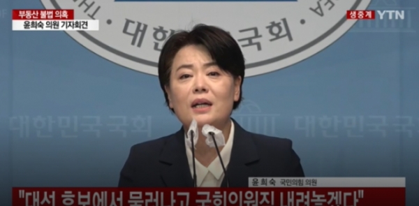 윤희숙 의원 /사진=YTN 영상 캡처