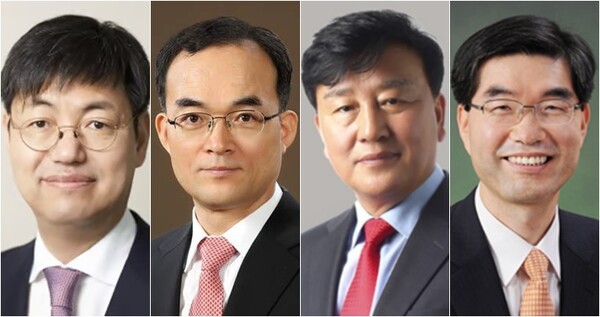 (왼쪽부터) 조현일 한화그룹 사장, 문무일 세종 대표변호사, 이용복 KT 부사장, 이진만 법무법인 송우 대표변호사 