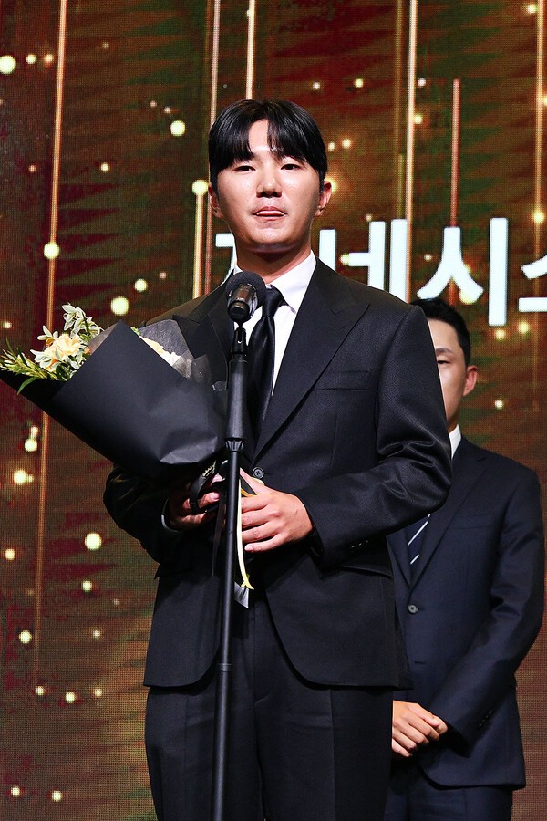 옥태훈이 제네시스 대상을 받고 소감을 말하고 있다. /사진=홍준성