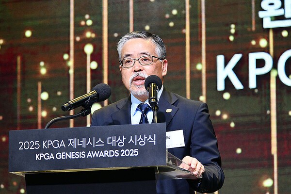 김원섭 KPGA 회장이 환영사를 하고 있다. /사진=홍준성